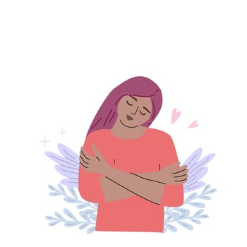 Embracing self love and wellness with a dreamy female illustration.