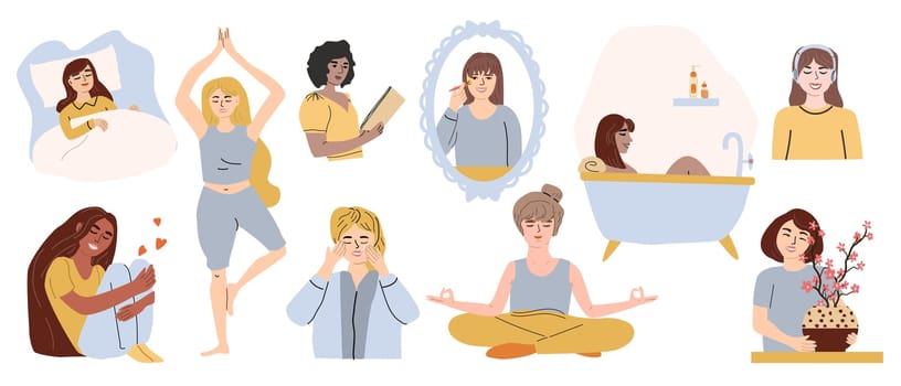 Self love practices for women in their 20s: relaxation, meditation, and wellness activities.