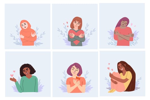 Embracing self love and positivity inspirational concept for women.