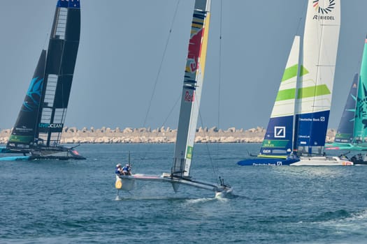 UAE, Dubai, 23 November 2024: Rolex Sail GP Grand Prix international sailing competition using high performance F50 foiling catamarans. High quality photo