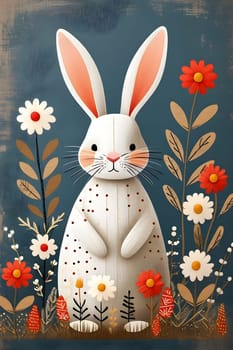 white rabbit scandinavian style easter. High quality illustration