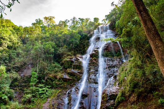 Waterfall in a remote desert location in the middle of the rainforest in the state of Minas Gerais in Brazil