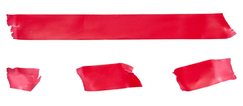 Red sticky plastic electrical tape for repairing electrical cables and other products on a white background