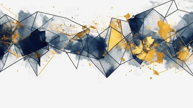 Abstract watercolor artwork mixed with buzzy geometric shapes for background of social media banner generative AI image