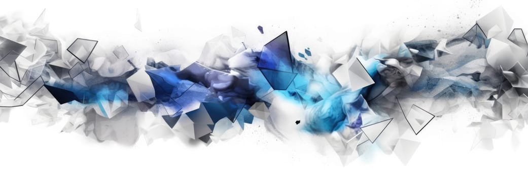 Abstract watercolor artwork mixed with buzzy geometric shapes for background of social media banner generative AI image