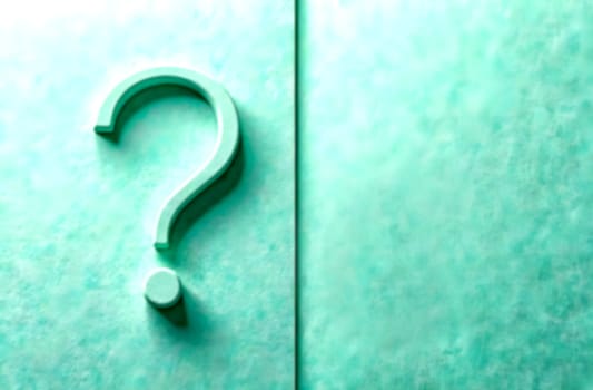 A large question mark stands prominently against a textured turquoise background, representing the confusion and search for answers in various issues.. Blurred picture