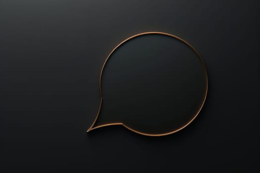 A sleek speech bubble with subtle gold accents stands out against a matte black background, perfect for conveying elegance in branding, communication materials, or modern design projects.