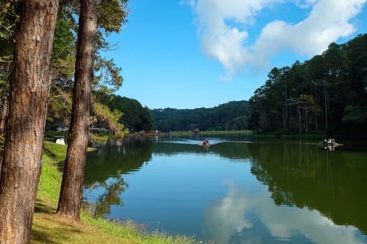 View of the lake at Pang Tong Under Royal Forest Park ( Pang Ung ), Mae Hong Son, Thailand. Pang Ung is a popular place to stay in a camping in the winter.