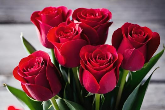 red scarlet roses beautiful bouquet flowers holiday love valentine's day wedding anniversary gift petals. High quality photo