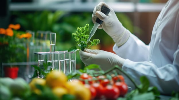 The process of growing plants in a bio greenhouse. Generative AI image