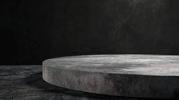 Dark grey minimal grunge concrete podium. Generative AI image