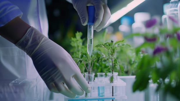 The process of growing plants in a bio greenhouse. Generative AI image