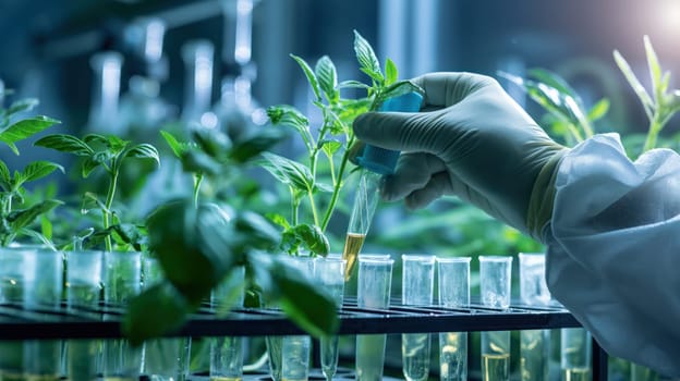 The process of growing plants in a bio greenhouse. Generative AI image