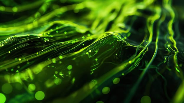Bright green fluorescent liquid abstract background. Generative AI design