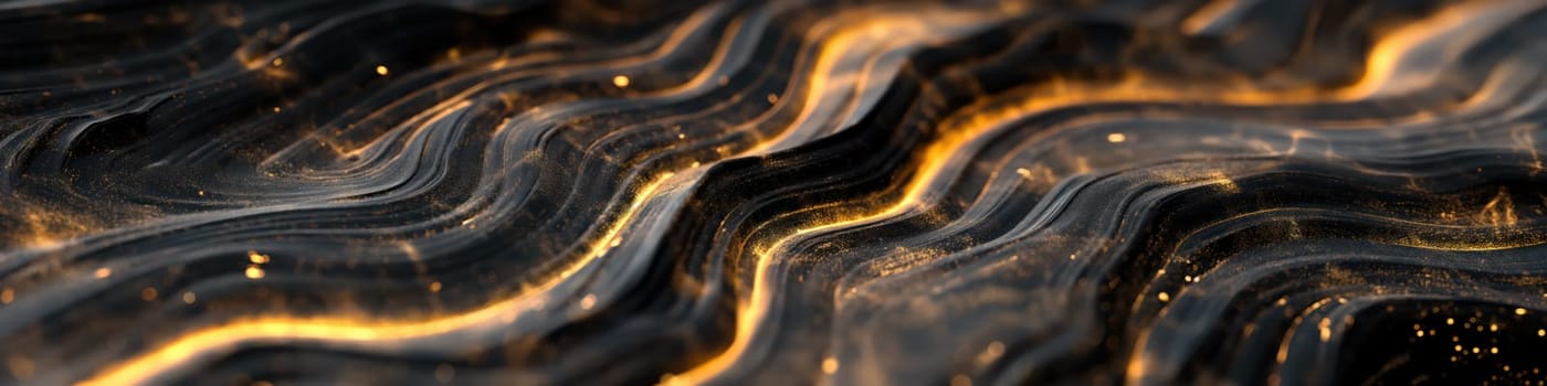 Abstract black golden grunge onyx texture background. Generative AI banner design