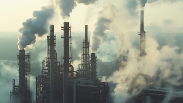 Air pollution and environmental problems. Smoke from pipes and smog from factories