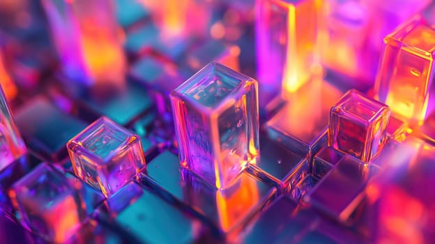 Holographic glass cubes abstract tech concept background