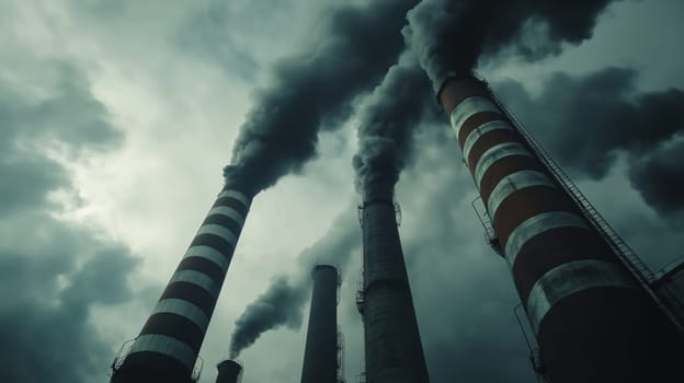 Air pollution and environmental problems. Smoke from pipes and smog from factories