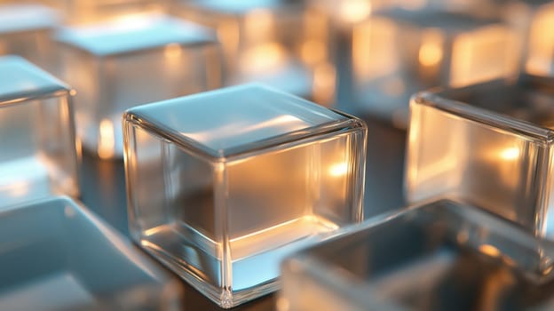 Holographic glass cubes abstract tech concept background