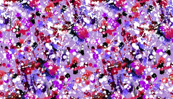 Seamless pattern with abstract creative blots and splashes painted with gouache for paint box design
