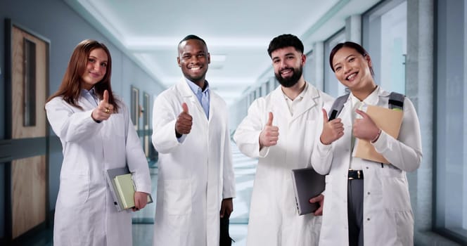 Nurse And Doctor Students Trainees Walking In Hospital
