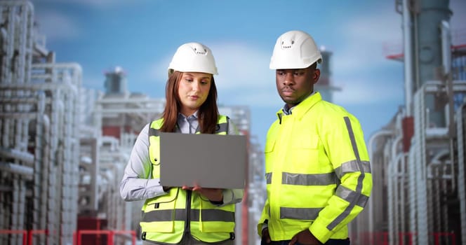 Engineer Team Doing Osha Safety Inspection At Oil Refinery Plant