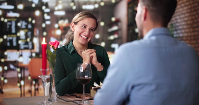 Romantic Couple Having Dinner At The Restaurant