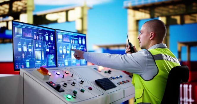 Scada System Engineer Operator At Cargo Export Shipping Port