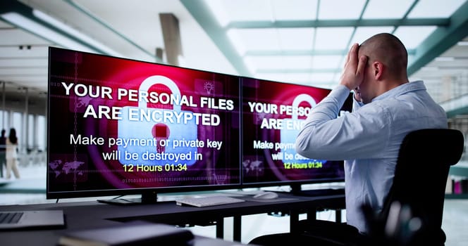 Ransomware Malware Cyber Attack On Business Computer