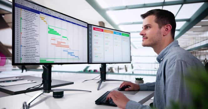 Cloud Scrum Calendar On Desktop Computer Monitor