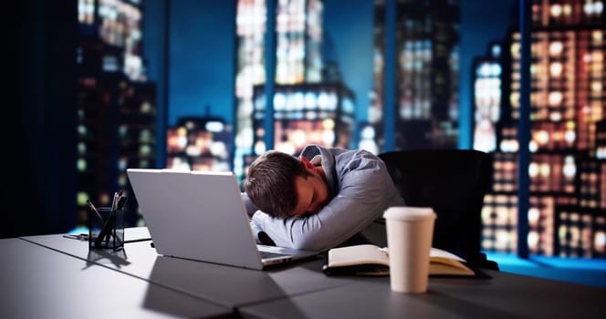 Bored Boss Man Sleeping. Restful Tired Employee