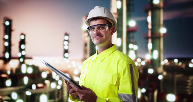 Happy Technician At Oil And Gas Chemical Plant
