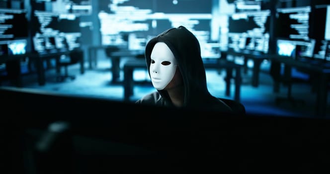 Stealing Secure Data And Information. Programmer Doing Software Theft