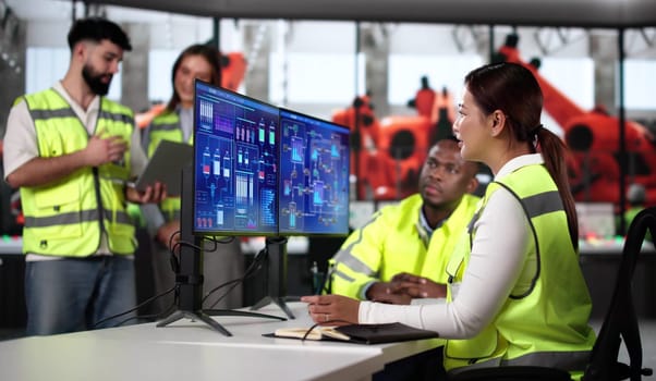 Industrial Monitoring At Car Factory Or Plant