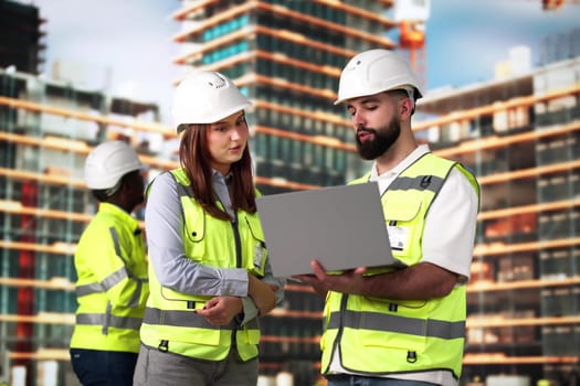 OSHA Inspection Worker At Construction Site. Building Safety