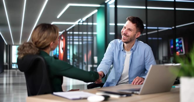 Staffing Interview In Office. Law Recruiter Meeting Handshake