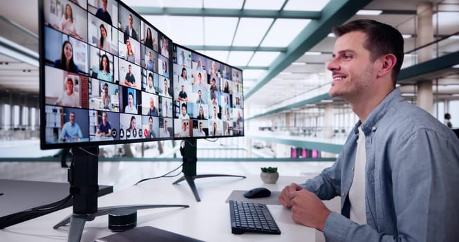 Video Conference Call. Remote Virtual Meeting Online