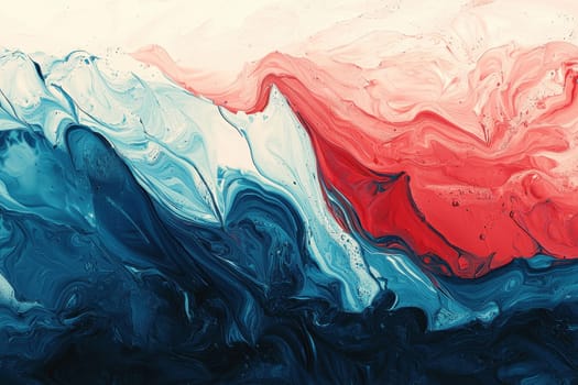 Discover mesmerizing abstract art featuring swirling patterns of red and blue paint, perfect for modern design and artistic settings. Ideal for backgrounds.