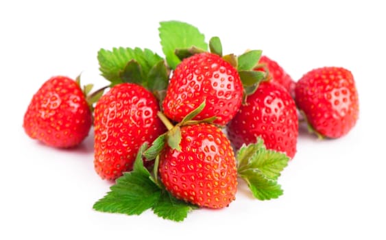 Closeup shot of fresh strawberries. Isolated on white background.