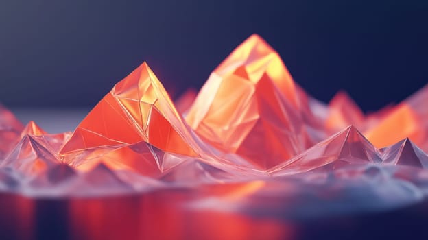 Orange glass low poly mountains landscape abstract geometric background