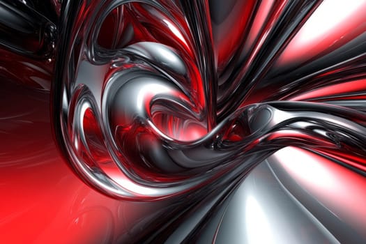 The shape is made up of smooth curved surfaces. Black and red abstract shape