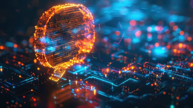 A 3d rendered speech bubble appears to burst through a digital screen, featuring glowing edges and an illuminated design. the futuristic vibe highlights concepts of communication technology and innovation suitable for modern tech applications.