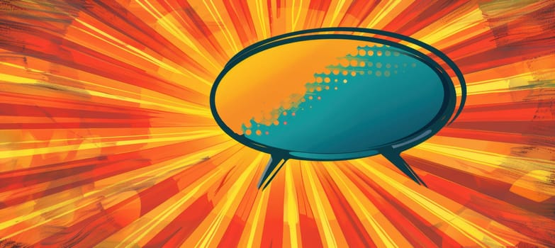 Dynamic pop art illustration featuring a vivid speech bubble at the center with bold action lines on a burst background. radiating energy and movement, perfect for comic book themed designs, posters, or creative projects.