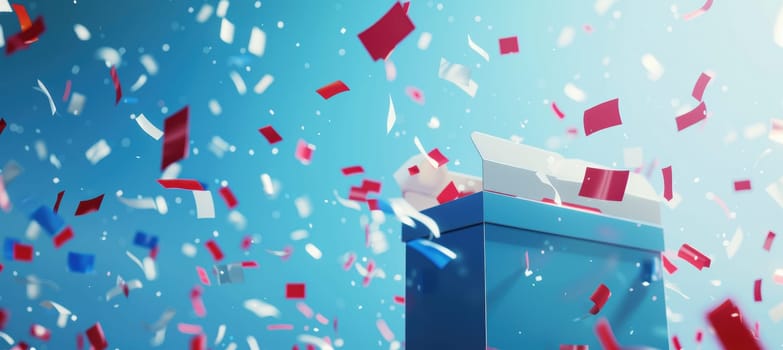 Dynamic graphic for promoting nonpartisan voting features a vivid explosion of red, white, and blue with an american flag. emphasizes a call to action for informed and independent voting participation.