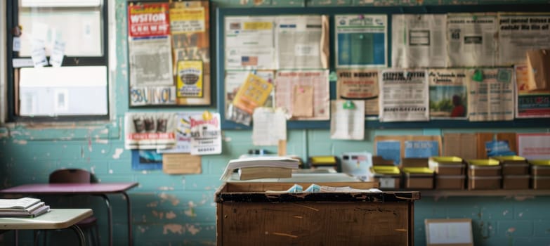 A bulletin board in a community space displays various flyers and posters about voter rights. the colorful display emphasizes the importance of accessible information and community support, fostering engagement and awareness among residents.