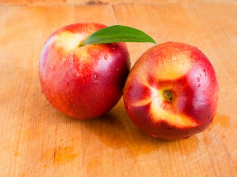 peach on a wooden background