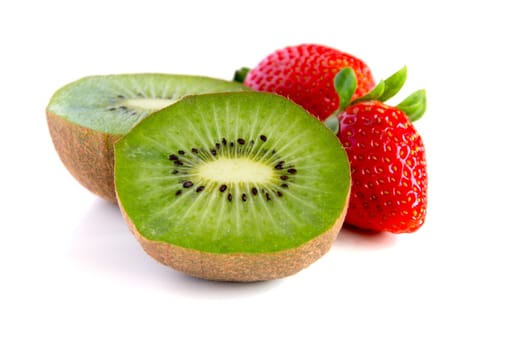 ripe and juicy kiwi and strawberry close-up