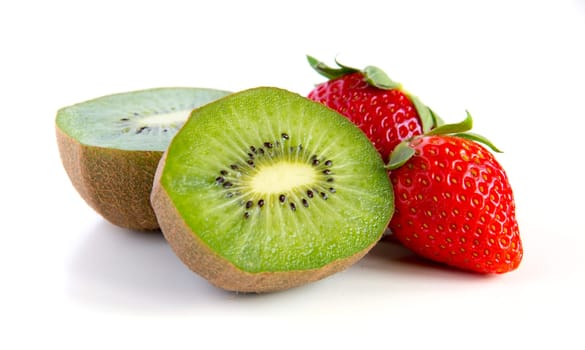 ripe and juicy kiwi and strawberry close-up