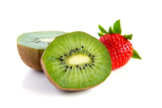 ripe and juicy kiwi and strawberry close-up
