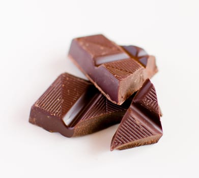 Three pieces of Chocolate isolated on white